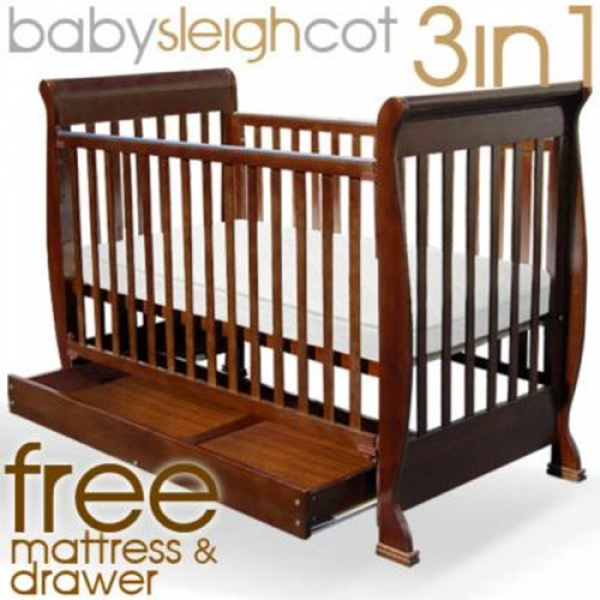 Australian Classical Style Baby Sleigh Cot