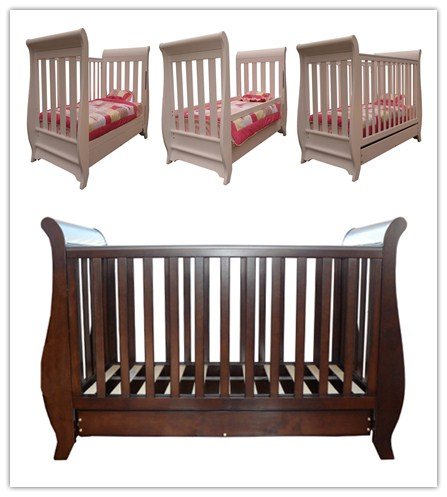 wooden sleigh cot